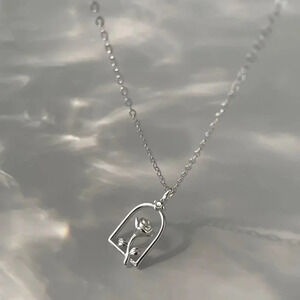 925 Sterling Silver Rose Pendant Necklace Dainty Romantic Rose Flower Necklace